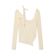 (W) Glowny Isa Asymmetrical Knit Top Cream
