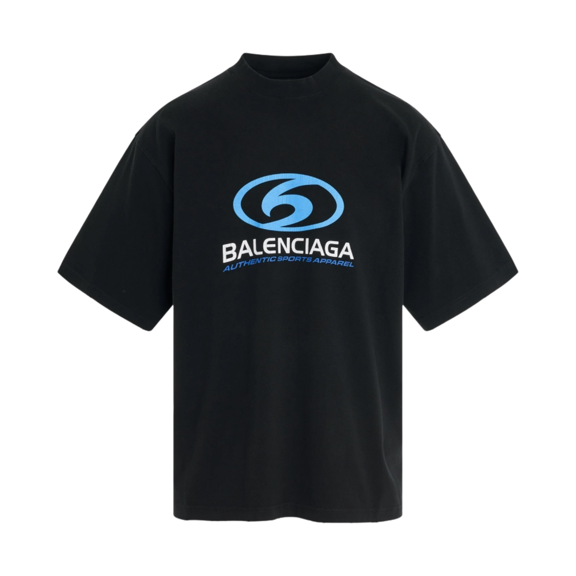 발렌시아가 서퍼 크랙 로고 티셔츠 블랙 블루