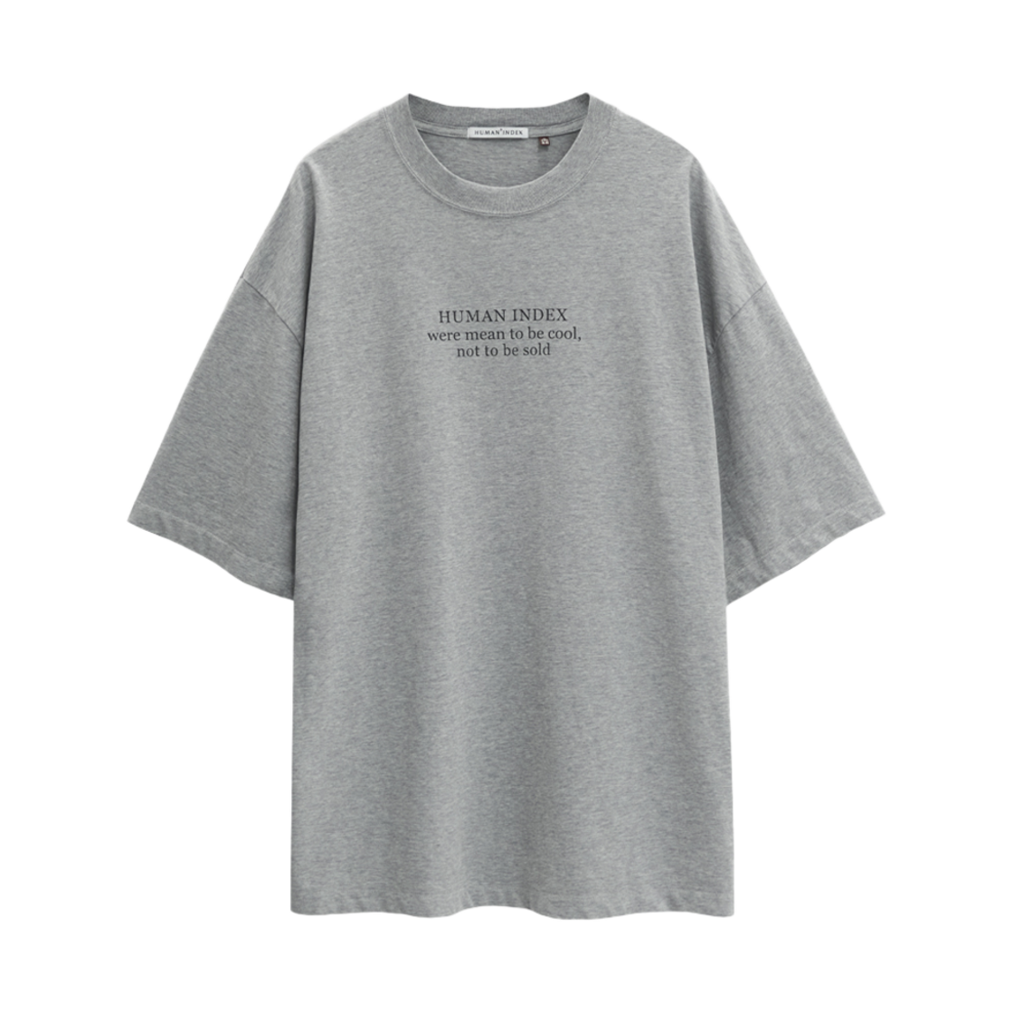 HM4ETS1401A5 Polyteru Human Index Human Jumbo 1/2 T-Shirt Lettering Melange Gray - 대표 이미지 #1