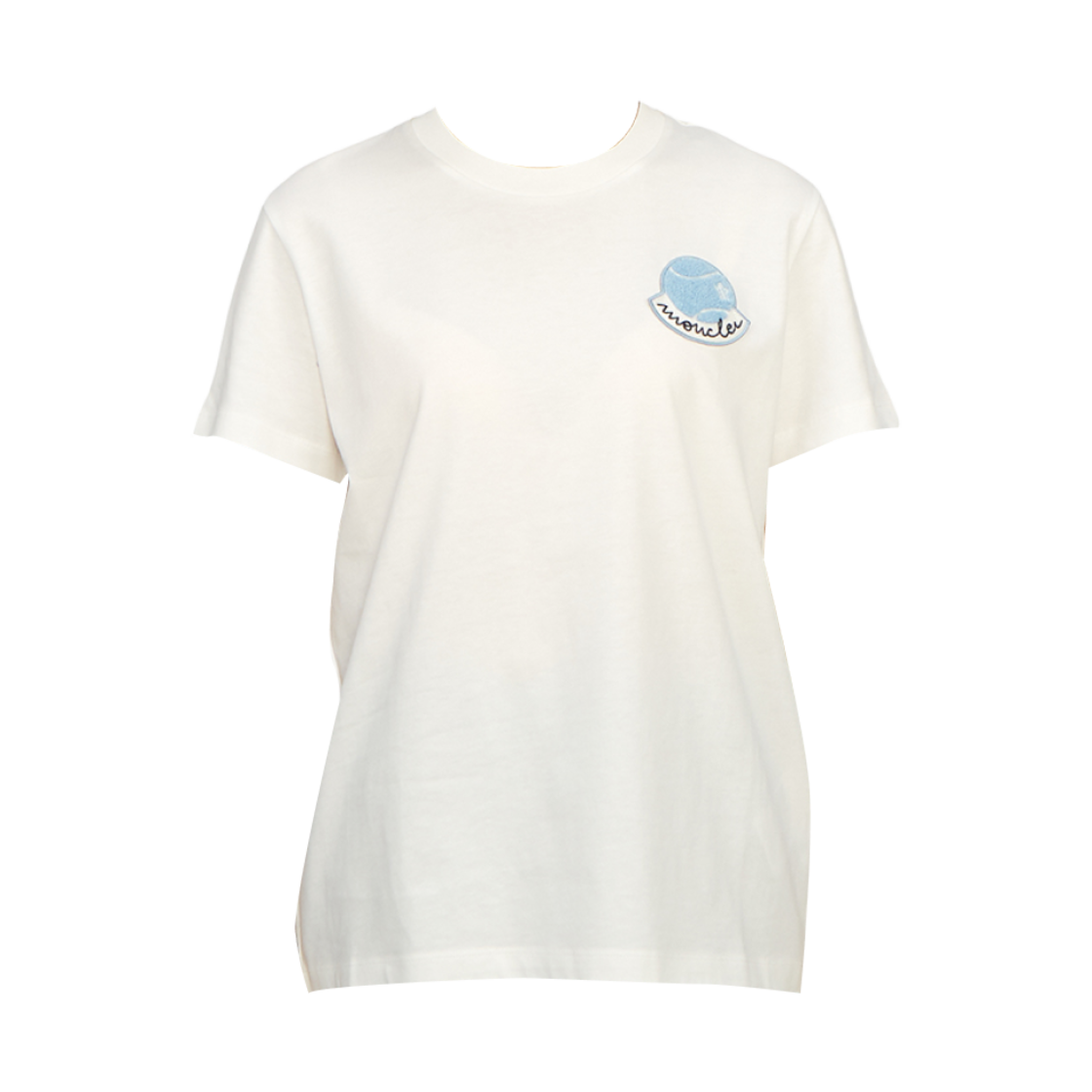 (W) 몽클레르 로고 패치 티셔츠 화이트 - 24FW((W) Moncler Logo Patch  T-Shirt White - 24FW)