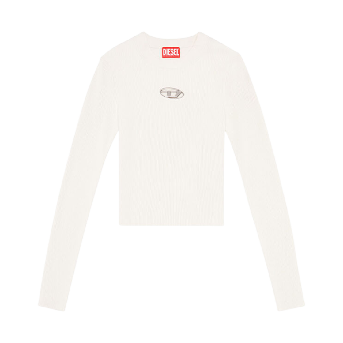 A123970DLAX-129 (W) Diesel M-Valary Ribbed Knit Long Sleeve Top White