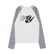 Fancy Club FY Patch Stripe Reglan Tee White