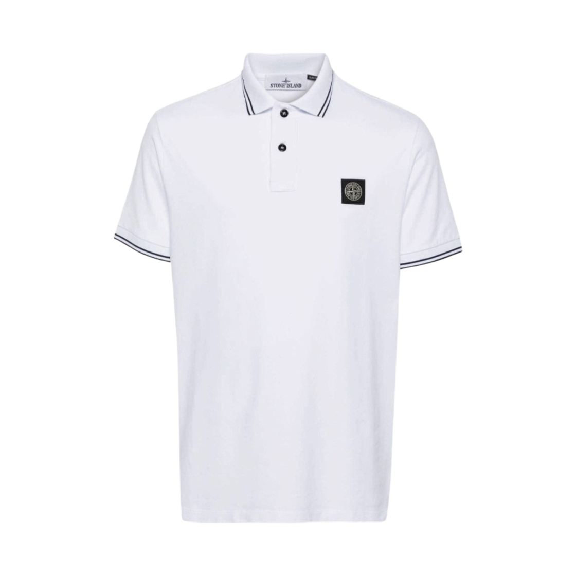 스톤 아일랜드 2SC18 스트레치 코튼 피케 숏슬리브 폴로 셔츠 화이트 - 24SS(Stone Island 2SC18 Stretch Cotton Pique Short Sleeve Polo Shirt White - 24SS)