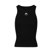 Marine Serre Organic Cotton Fitted Tank Top Black