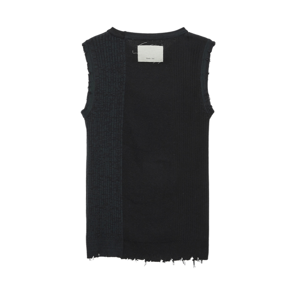 (W) 마뗑킴 데미지 슬리브리스 니트 탑 블랙((W) Matin Kim Damage Sleeveless Knit Top Black) - 2