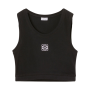 (W) Loewe Anagram Cropped Tank Top in Cotton Black White
