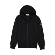 Stone Island 64251 Cotton Fleece Full Zip Hooded Sweatshirt Black - 21SS