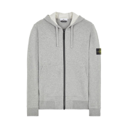 Stone Island 64251 Cotton Fleece Full Zip Hooded Sweatshirt Melange Grey - 22SS
