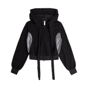 OJOS Muffler Boxer Crop Hoodie Black