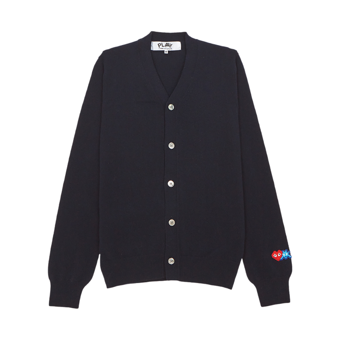 AZ N088 051 2 [25% 쿠폰] Play Comme des Garcons x Invader Double Pixel Heart Cardigan Navy