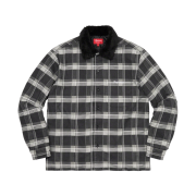 Supreme Faux Fur Collar Flannel Shirt Black - 21FW