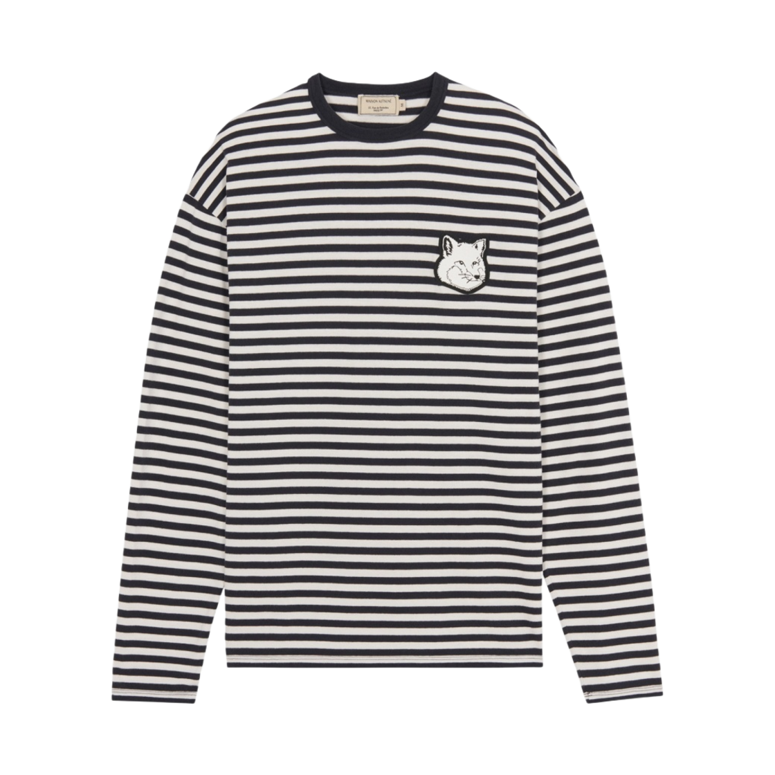 메종 키츠네 마린 레귤러 롱슬리브 티셔츠 다크 네이비 스트라이프(Maison Kitsune Marin Regular Long Sleeve T-Shirt Dark Navy Stripe) - 1