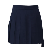 (W) Thom Browne 2 Ply Fresco Pleated Mini Skirt Blue