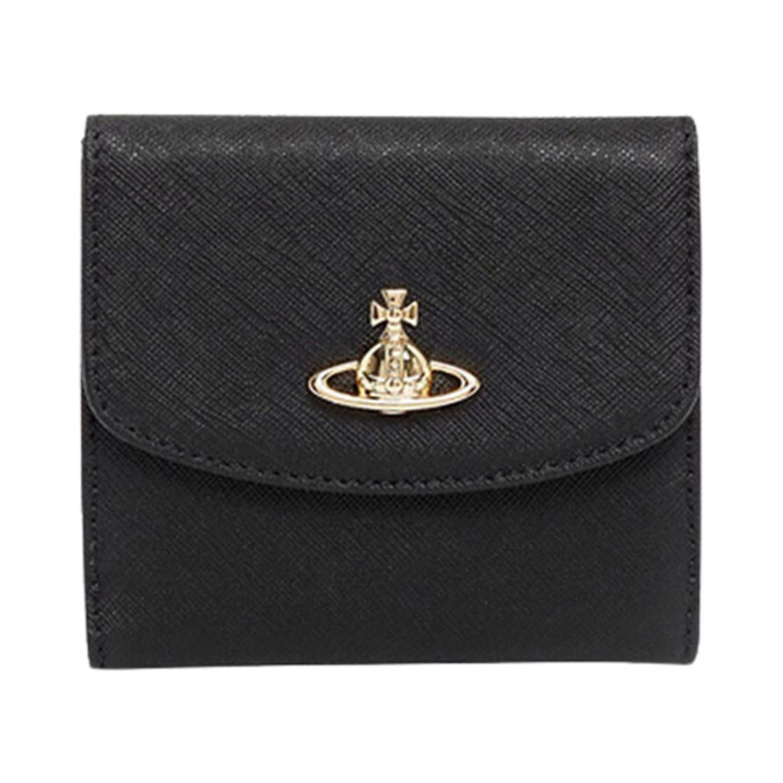 비비안 웨스트우드 리비건 바이오그린 사피아노 스몰 반지갑 블랙(Vivienne Westwood Re-Vegan Biogreen Saffiano Small Bi-Fold Wallet Black)