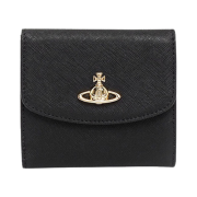 Vivienne Westwood Re-Vegan Biogreen Saffiano Small Bi-Fold Wallet Black