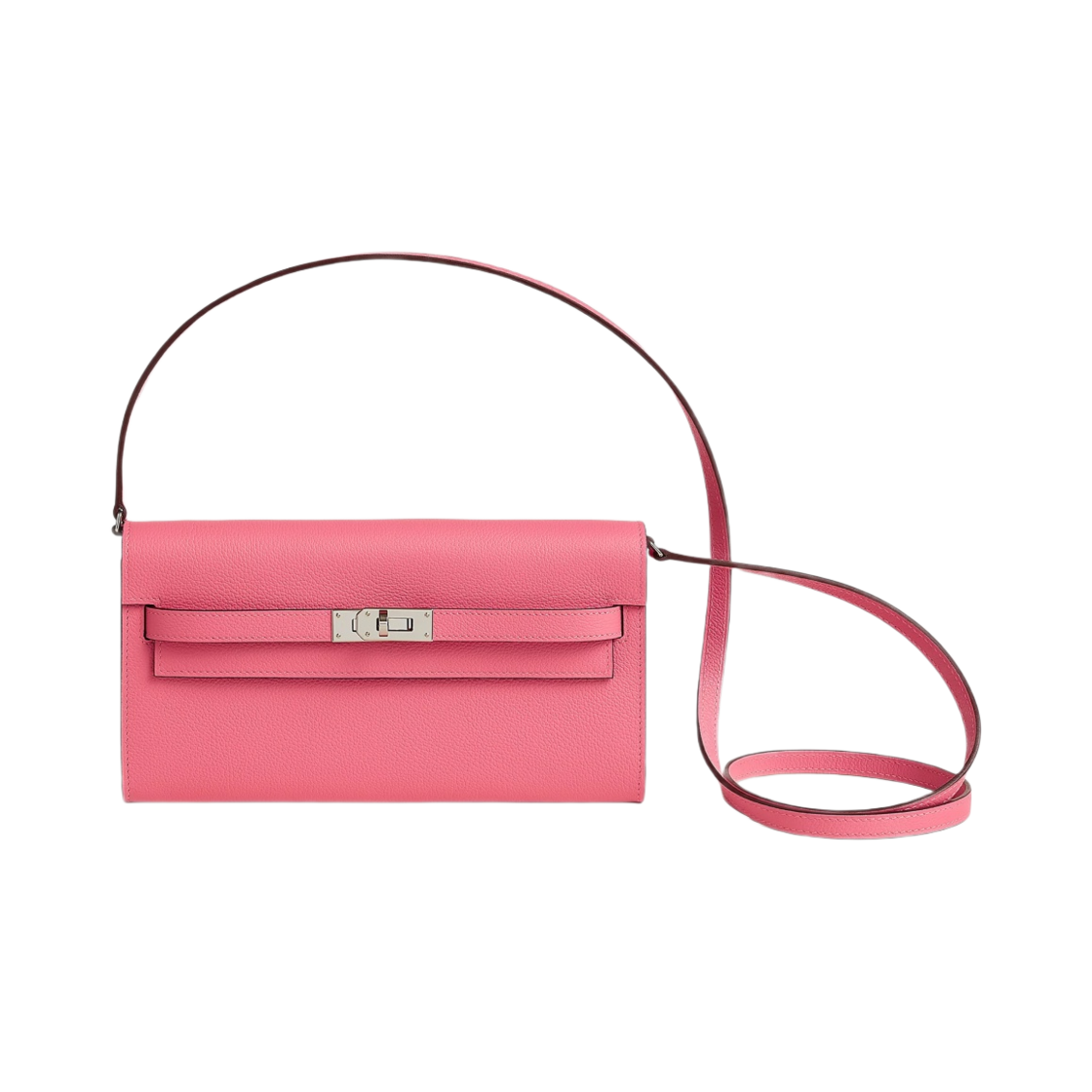 H084169CK8W Hermes Kelly Classic To Go Wallet Evercolor & Palladium Rose Azalee - 대표 이미지 #1