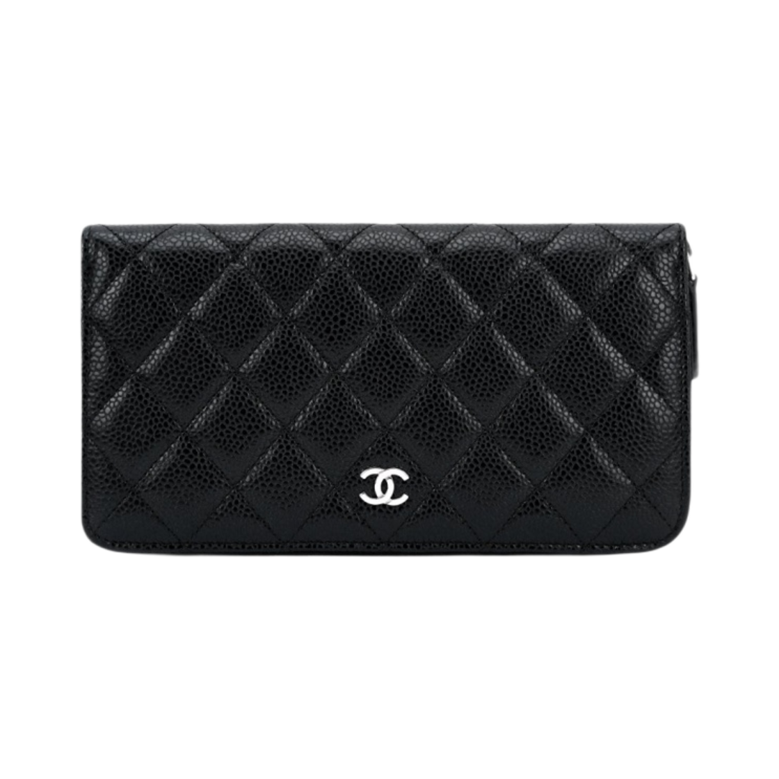 샤넬 클래식 롱 지퍼 지갑 그레인드 카프스킨 실버 메탈 블랙(Chanel Classic Long Zipped Wallet Grained Calfskin & Silver Black) - 1