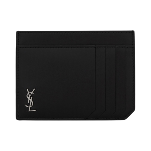 Saint Laurent Mini ID Card Case in Matte Leather Black