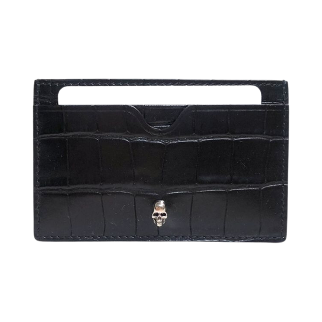 알렉산더 맥퀸 스컬 크로커다일 카드 홀더 블랙(Alexander McQueen Skull Crocodile Card Holder Black)