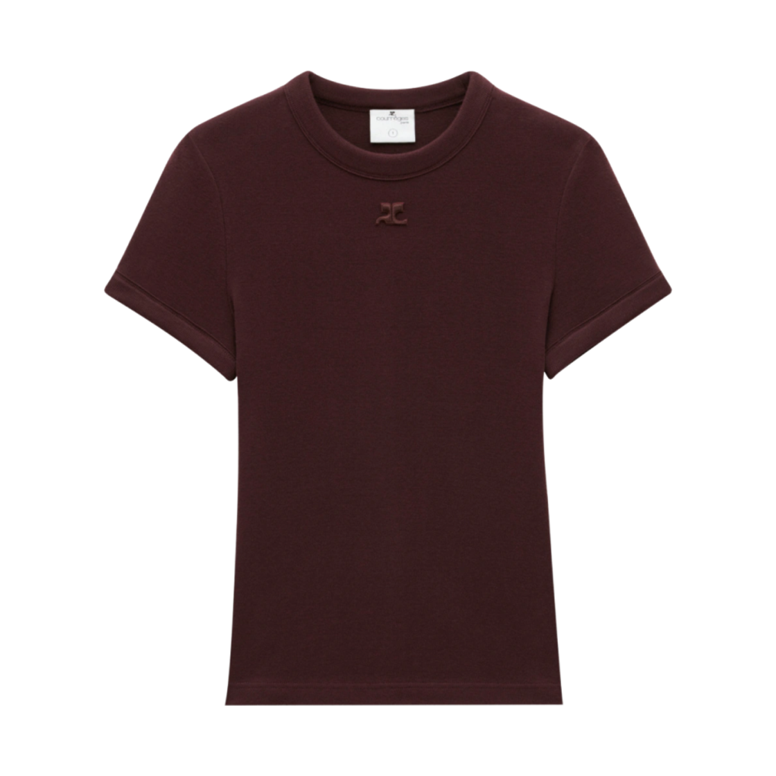 (W) 꾸레쥬 클래식 립 티셔츠 다크 버건디