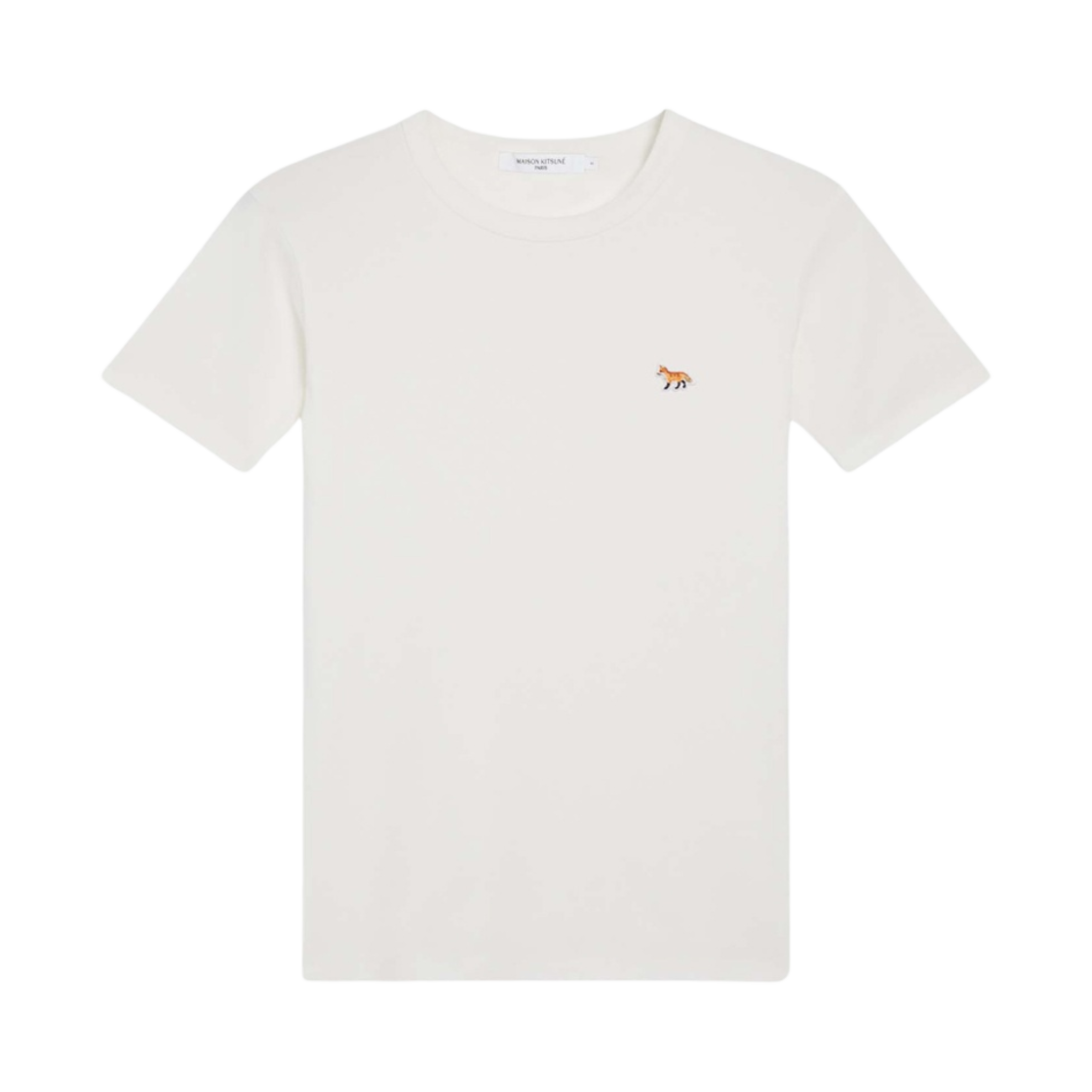 (W) 메종 키츠네 프로파일 폭스 패치 피티드 티셔츠 화이트((W) Maison Kitsune Profile Fox Patch Fitted T-Shirt White) - 1