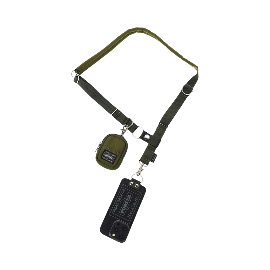 포터 숄더 에어 자켓 파우치 아이폰 15 프로 올리브(Porter Shoulder Air Jacket with Pouch for iPhone 15 Pro Olive)