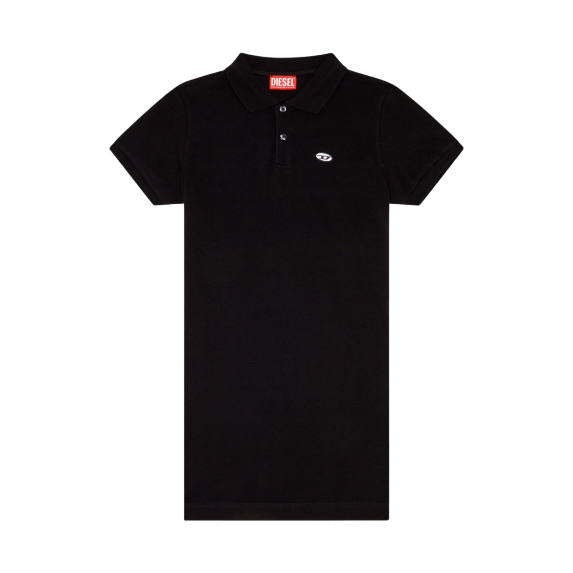(W) 디젤 D-테니-도벌-PJ 오발 D 패치 숏 드레스 블랙((W) Diesel D-Tenny-Doval-PJ Short Dress with Oval D Patch Black) - 1
