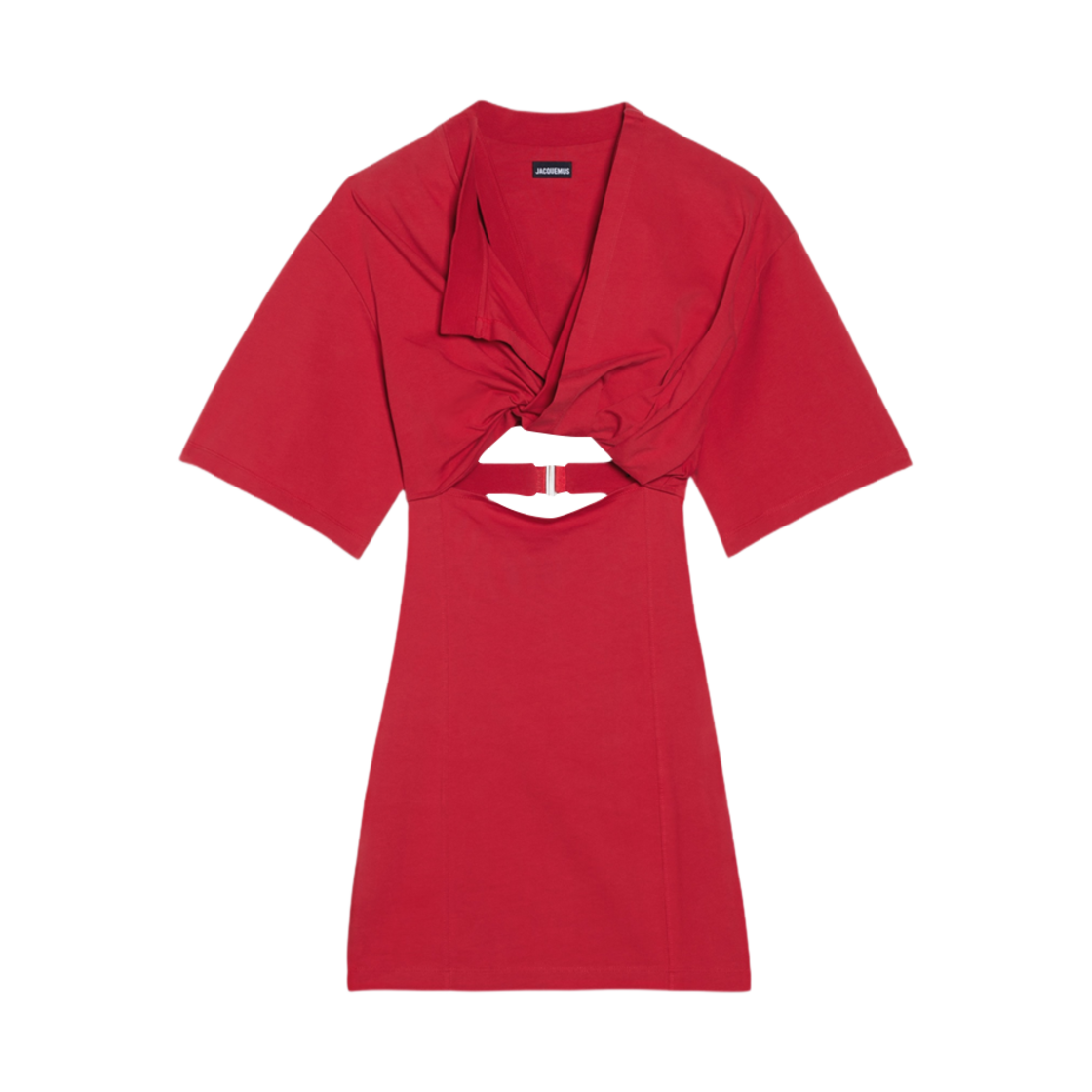 (W) 자크뮈스 라 로브 티셔츠 바이아 트위스티드 티셔츠 미니 드레스 레드((W) Jacquemus La Robe T-Shirt Bahia Twisted T-Shirt Mini Dress Red) - 1