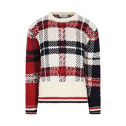 Thom Browne Donegal Stripe Tartan Jacquard Classic Crewneck Pullover Multicolor
