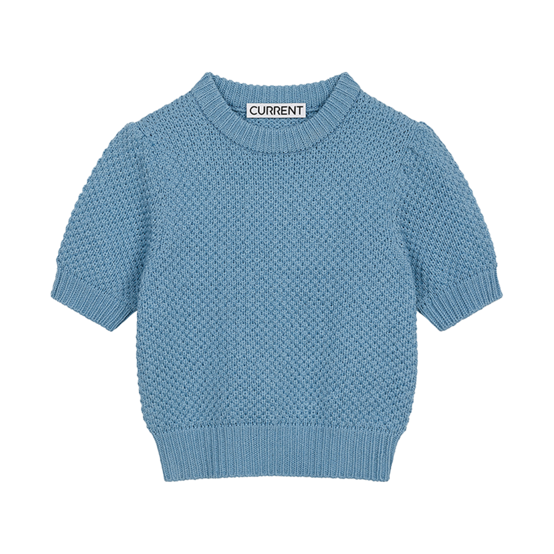 커렌트 하프 퍼프 슬리브 니트 인디고 블루(Current Half Puff Sleeve Knit Indigo Blue)