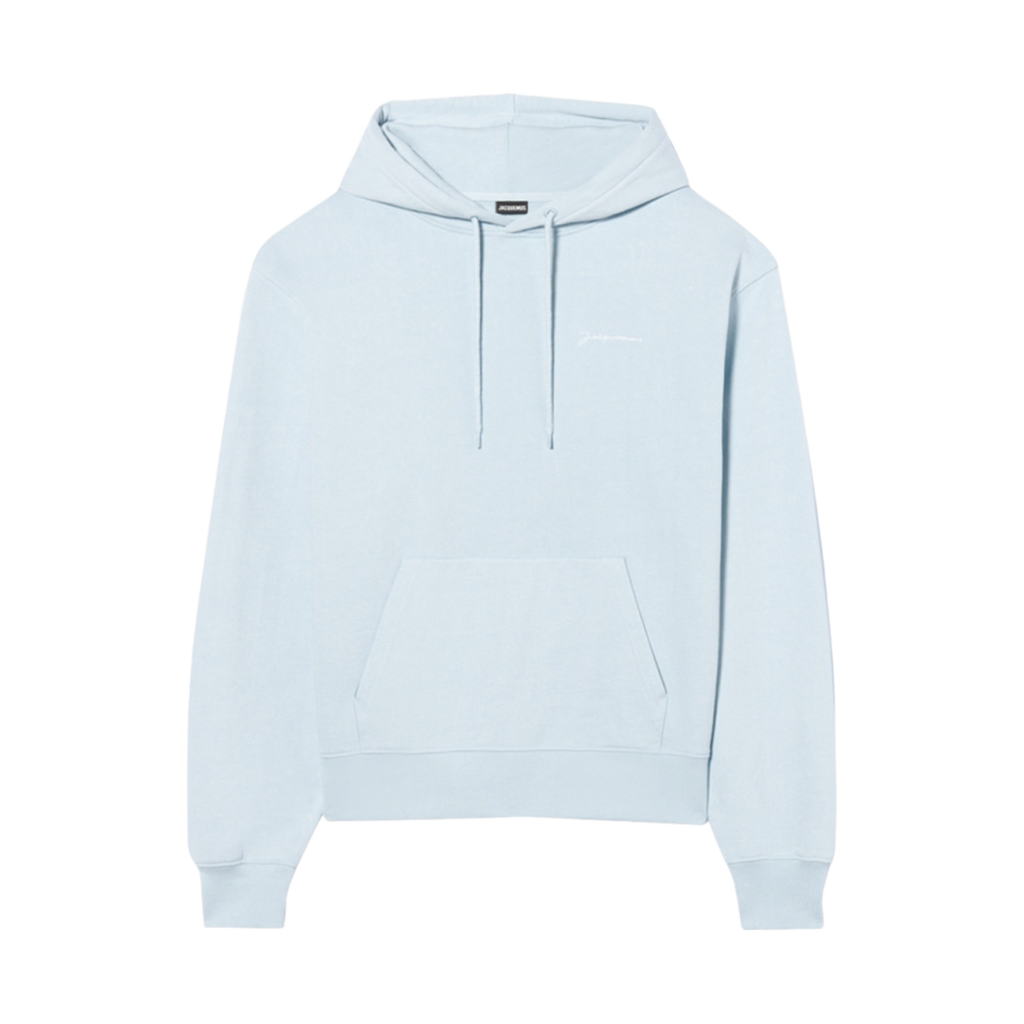 216JS300-2210-320 Jacquemus Le Sweatshirt Brode Embroidered Logo Hoodie Light Blue