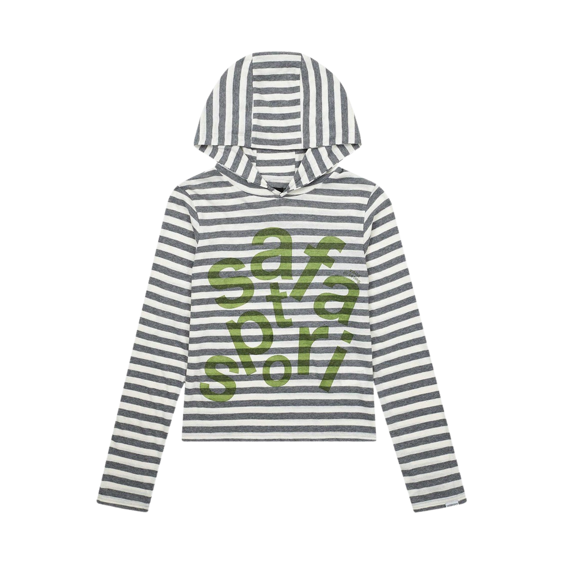 saf00245 Safarispot 1/2 Ticketing Stripe Border Hoodie Gray - 대표 이미지 #1