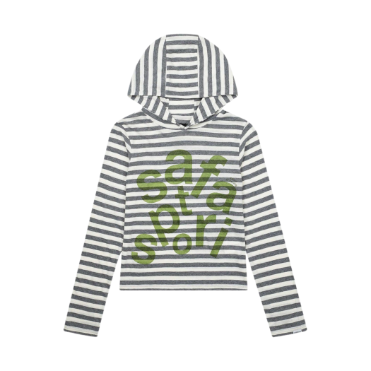 saf00245 Safarispot 1/2 Ticketing Stripe Border Hoodie Gray