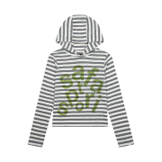 Safarispot 1/2 Ticketing Stripe Border Hoodie Gray