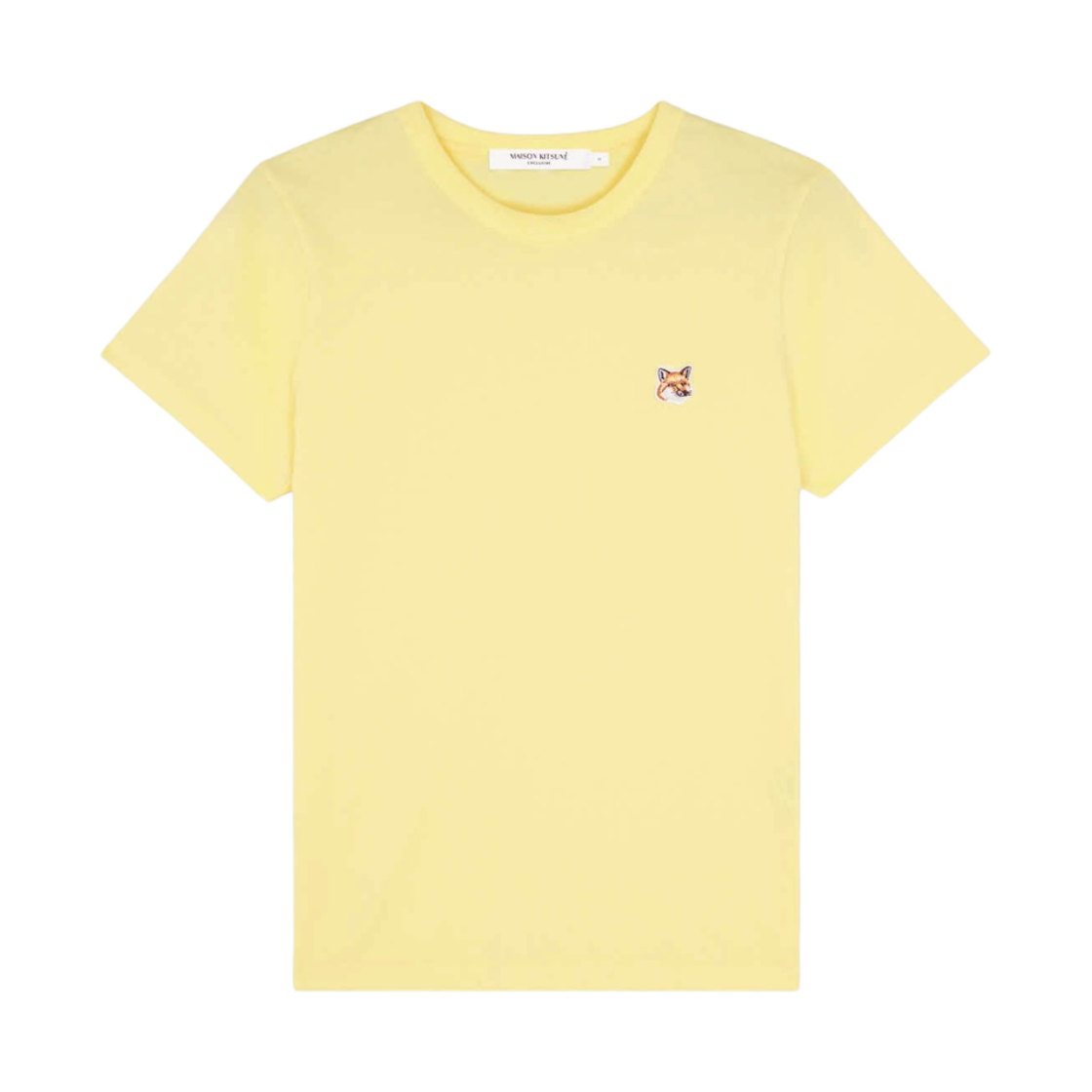 (W) 메종 키츠네 폭스 헤드 패치 클래식 티셔츠 소프트 옐로우((W) Maison Kitsune Fox Head Patch Classic T-Shirt Soft Yellow) - 2
