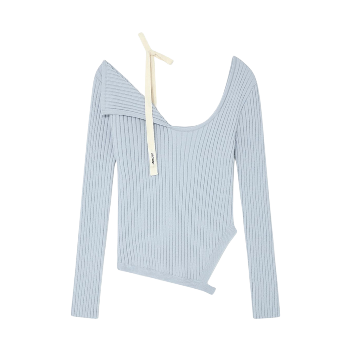 - (W) Glowny Isa Asymmetrical Knit Top Baby Blue