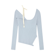 (W) Glowny Isa Asymmetrical Knit Top Baby Blue