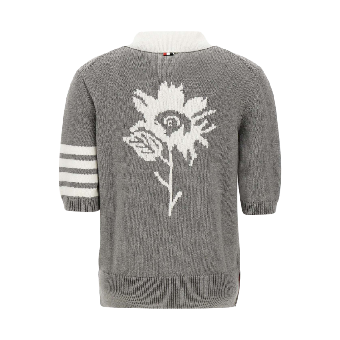 (W) 톰브라운 코튼 저지 플라워 사선 숏슬리브 폴로 라이트 그레이((W) Thom Browne Cotton Jersey Flower 4-Bar Short Sleeve Polo Light Grey) - 2