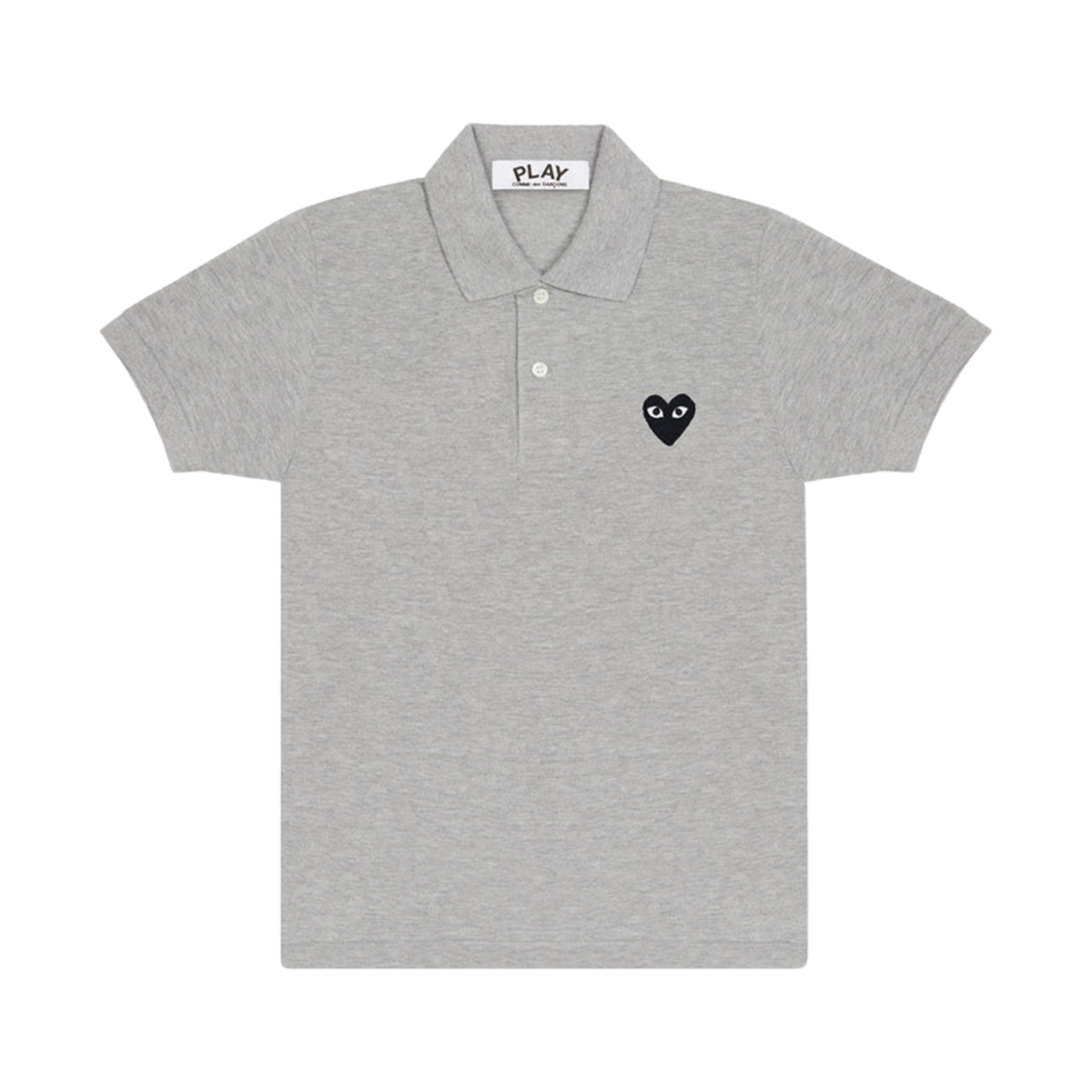 (W) 플레이 꼼데가르송 블랙 하트 폴로 셔츠 그레이((W) Play Comme des Garcons Black Heart Polo Shirt Grey)