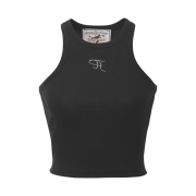 (W) Threetimes Jewel Tank Top Cropped Length Black