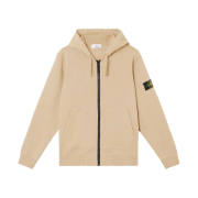 Stone Island 6100042 Organic Cotton Fleece Hooded Sweatshirt with Drawstring Hood and Zipper Desert - 25SS