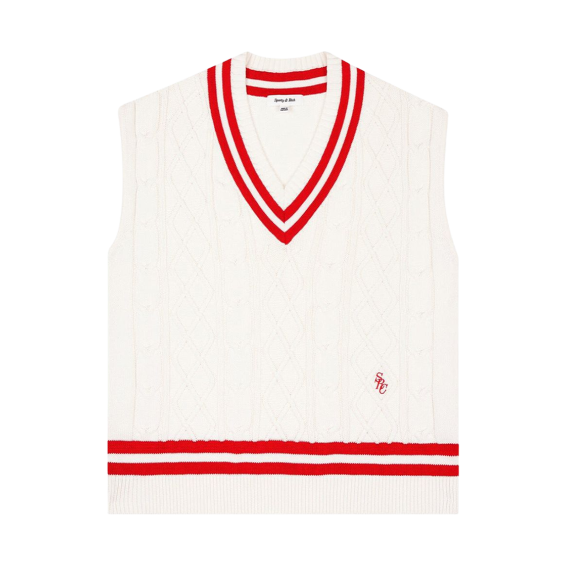 WS1062CR (W) Sporty & Rich x Prince SRC Cable Knit Vest Cream