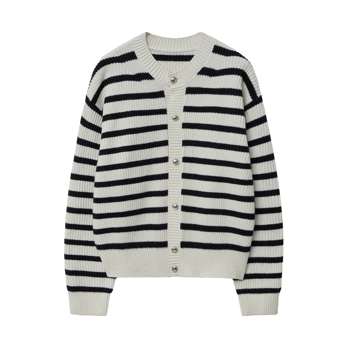 티엔지티 아이보리 오버사이즈 청키 라운드 가디건