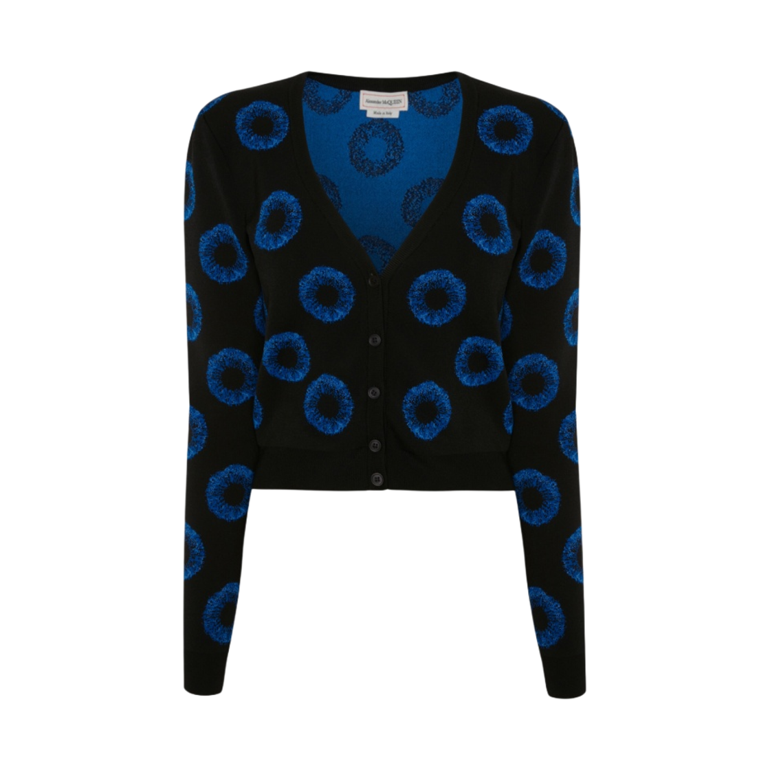 (W) 알렉산더 맥퀸 아이리스 자카드 가디건 블랙 블루((W) Alexander McQueen Iris Jacquard Cardigan In Black Blue) - 1