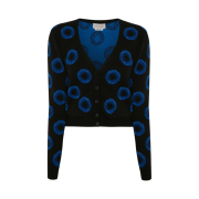 (W) Alexander McQueen Iris Jacquard Cardigan In Black Blue