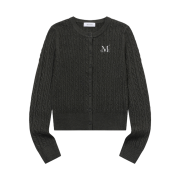 MUCENT Adian Button Crop Knit Cardigan Charcoal