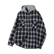 SLOW RECORD HOUSE Hoodie Check Shirts Blue