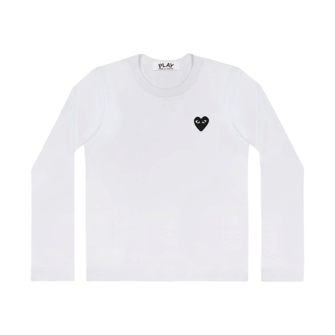 (W) 플레이 꼼데가르송 블랙 하트 롱슬리브 티셔츠 화이트((W) Play Comme des Garcons Black Heart LS T-Shirt White)