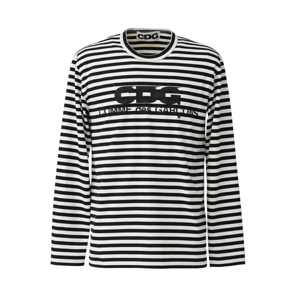 CDG 롱슬리브 티셔츠 블랙 스트라이프 블랙(CDG Long Sleeve T-Shirt Black Stripe Black)