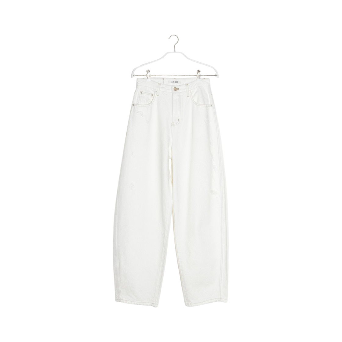 엔오르 우먼 커브드 와이드 데님 팬츠 화이트(En Or Women Curved Wide Denim Pants White)